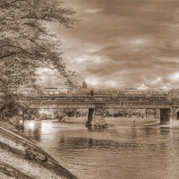 Buy canvas prints of Scarborough Bridge, York, 2012 by Martin Parkinson