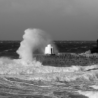Buy canvas prints of Portreath Harbour Breakwater close up by Brian Roscorla