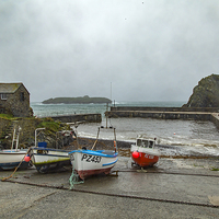 Buy canvas prints of  Mullion Cove Harbour by Brian Roscorla