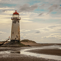 Buy canvas prints of Lighthouse on Talacre Beach by Andy Morley