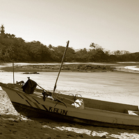 Buy canvas prints of Tritone Boat on Beach by james balzano, jr.