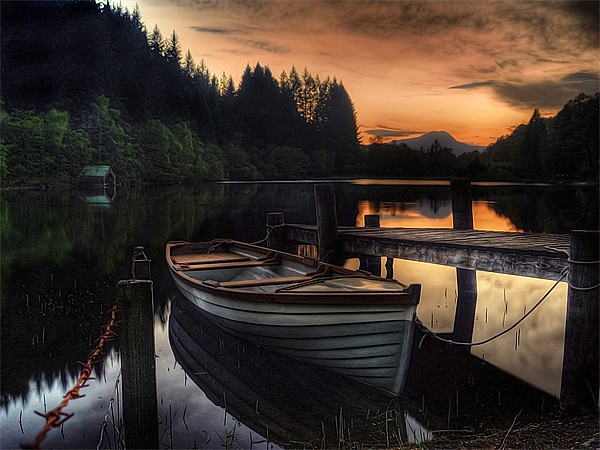 Golden Sunset over Loch Ard Picture Board by Aj’s Images