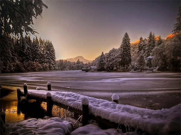Loch Ard, Winter Sunset Canvas Print by Aj’s Images
