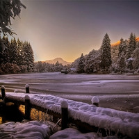 Buy canvas prints of Loch Ard, Winter Sunset by Aj’s Images