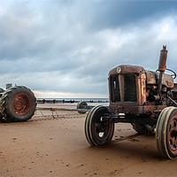 Buy canvas prints of Two Tractors on Overstrand Beach by Stephen Mole
