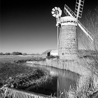 Buy canvas prints of Horsey Mill in Black and White by Stephen Mole