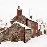 Buy canvas prints of Flint cottage in snow by Stephen Mole