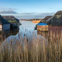 Buy canvas prints of Hickling Broad Boat Sheds by Stephen Mole