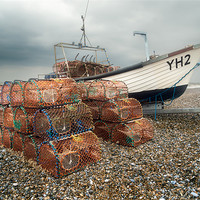 Buy canvas prints of Lobster Pots on Cley beach by Stephen Mole