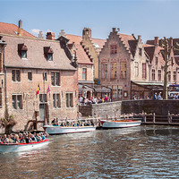 Buy canvas prints of Boats on Bruges Canal by Stephen Mole