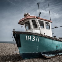 Buy canvas prints of Fishing Boat on Aldeburgh Beach by Stephen Mole