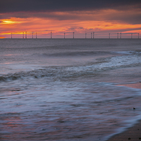 Buy canvas prints of  Turbine Sunrise over Hemsby by Stephen Mole