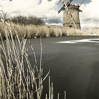 Buy canvas prints of Brograve Mill by a frozen river by Stephen Mole