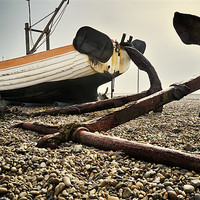Buy canvas prints of Two anchors on Aldeburgh Beach by Stephen Mole
