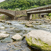 Buy canvas prints of West Lyn and East Lyn Rivers meet at Lynmouth by Stephen Mole