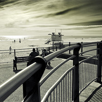 Buy canvas prints of Bars, Barriers and Beach -- and Curves by Stephen Mole