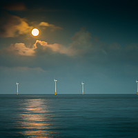 Buy canvas prints of Supermoon rising from the North Sea at Caister by Stephen Mole