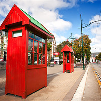 Buy canvas prints of Red Telephone Boxes in Christchurch, New Zealand by Stephen Mole