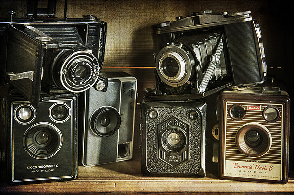 Vintage Cameras Picture Board by James Rowland