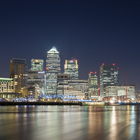Buy canvas prints of Canary Wharf at Night by James Rowland