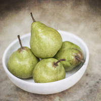 Buy canvas prints of  Green Pears in a Bowl by James Rowland