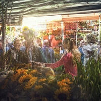 Buy canvas prints of  Columbia Road Flower Market by James Rowland