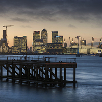 Buy canvas prints of  Sunset over the Wharf by James Rowland