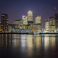 Buy canvas prints of Canary Wharf by Night by James Rowland