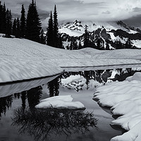 Buy canvas prints of Rainier Winter Reflections by Mike Dawson
