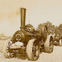 Buy canvas prints of Traction Engine in Sepia by Matt Curties
