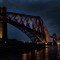 Buy canvas prints of Forth Rail Bridge at Night by Andrew Beveridge