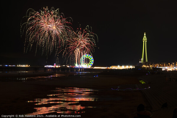 Blackpool fireworks Picture Board by Rob Hawkins