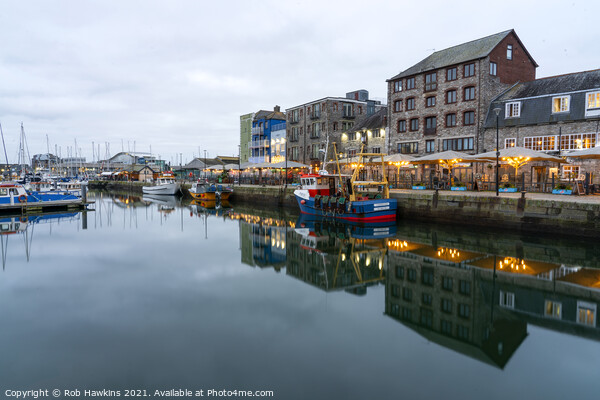 Plymouth Barbican Twilight Picture Board by Rob Hawkins