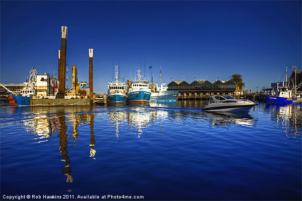 Reflections at Freemantle Harbour Picture Board by Rob Hawkins