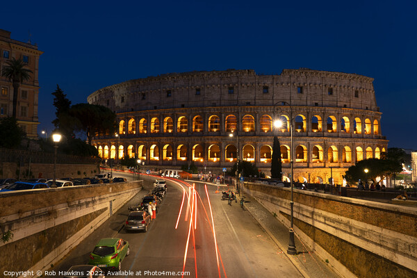Colosseum Light Trails  Picture Board by Rob Hawkins