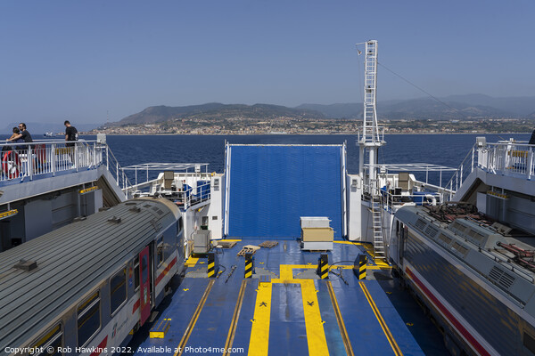 Sicilian Train Ferry Picture Board by Rob Hawkins