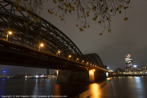 Koln railway bridge by night Picture Board by Rob Hawkins
