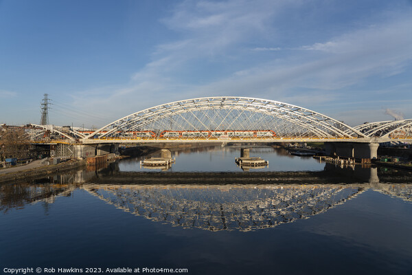 Krakow railway bridge reflections Picture Board by Rob Hawkins