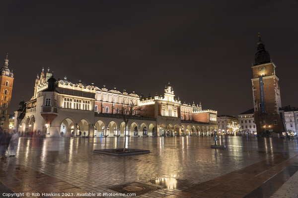 Krakow Cloth Hall by night Picture Board by Rob Hawkins