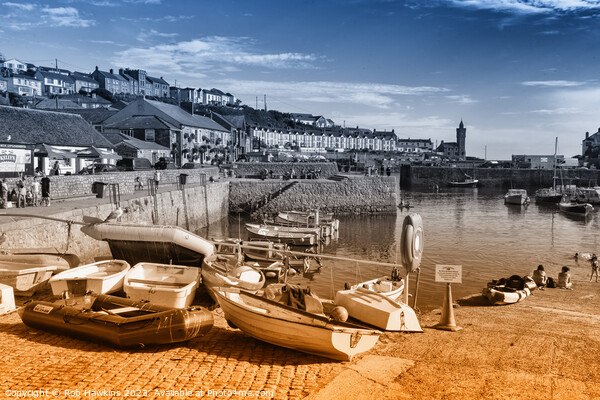 Porthleven Harbour split Picture Board by Rob Hawkins