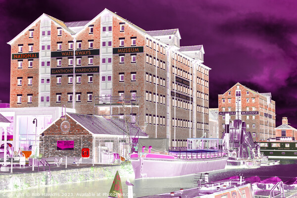Gloucester Docks purple Negativity Picture Board by Rob Hawkins