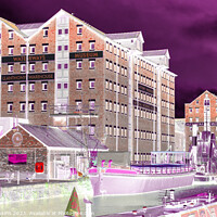 Buy canvas prints of Gloucester Docks purple Negativity by Rob Hawkins