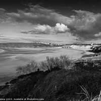 Buy canvas prints of Crantock mono seascape by Rob Hawkins