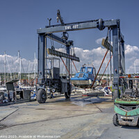 Buy canvas prints of Marina boat lift  by Rob Hawkins