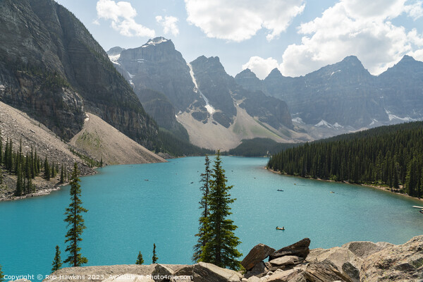 Lake Moraine Mountains Picture Board by Rob Hawkins