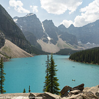Buy canvas prints of Lake Moraine Mountains by Rob Hawkins