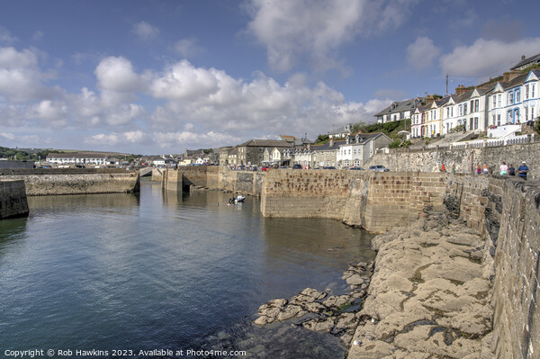 Porthleven Harbour Wall Picture Board by Rob Hawkins