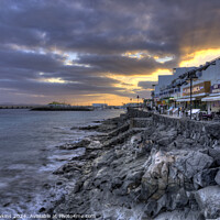 Buy canvas prints of Playa Blanca promenade twilight by Rob Hawkins