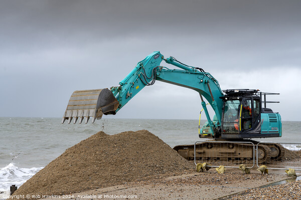Selsey Bill beach diggering  Picture Board by Rob Hawkins