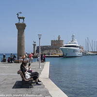 Buy canvas prints of Rhodes harbour entrance by Rob Hawkins